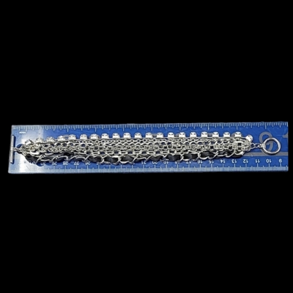 6 CHAIN SILVER TONE CLASP TOGGLE T-BAR CLOSURE BRACELET - Picture 7 of 7
